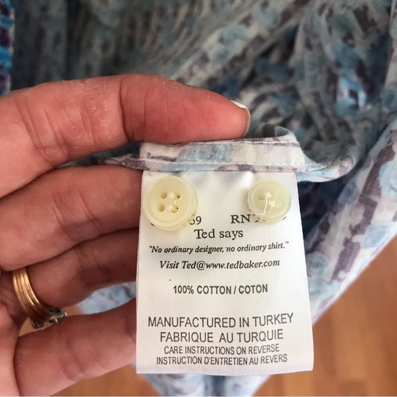 TED BAKER | Blue & Purple Button Down French Cuff L - Picture 5 of 11